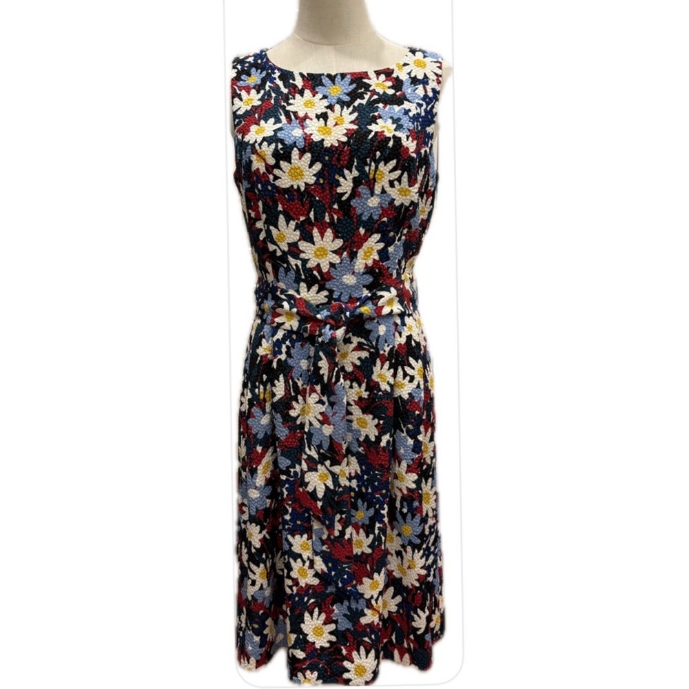 Anne Klein NWOT Multicolor Floral Sleeveless Belted Fit & Flare Pleated  Dress 8